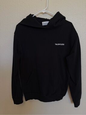 TALENTLESS Logo Black Pullover Sweatshirt Kangaroo Pocket Hoodie Men’s Small